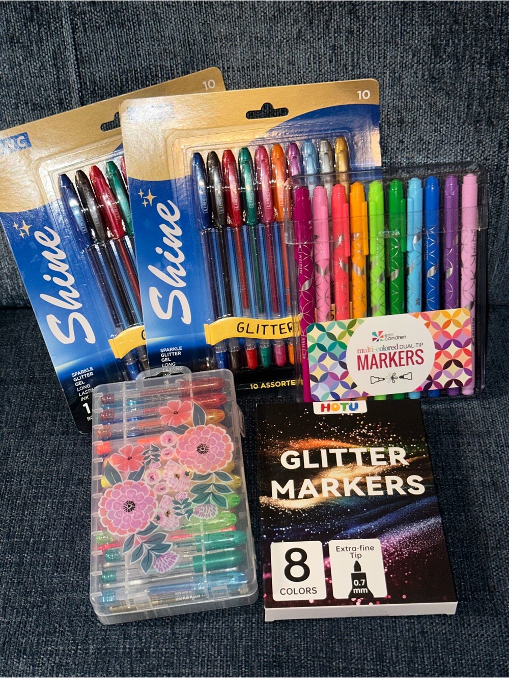 Gel Pen, Dual Tip Markers & Glitter Marker Pen Bundle